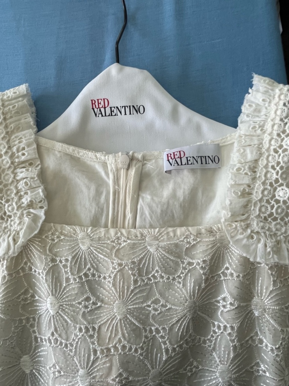 RED Valentino Ivory Floral Eyelet Dress